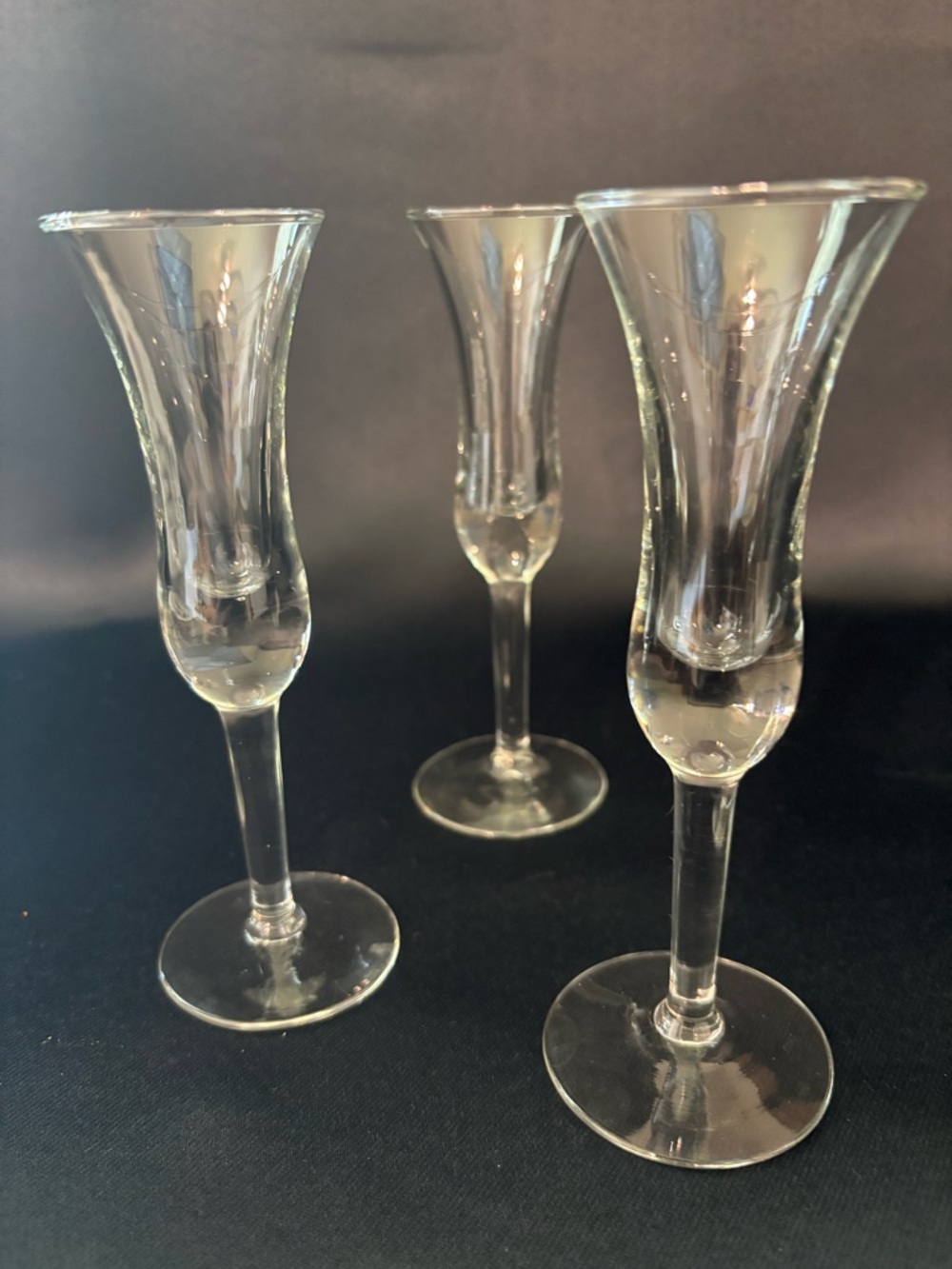 VTG Holmegaard Aperitif Cordial Clear Glasses Tulip Stemmed Set of 3 Barware